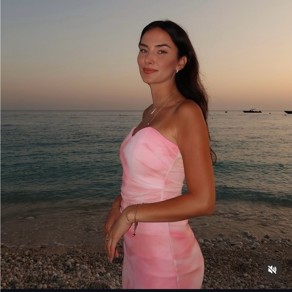 Zara mesh Pink Strapless Dress corset midi maxi bodycon evening party - Picture 2 of 13